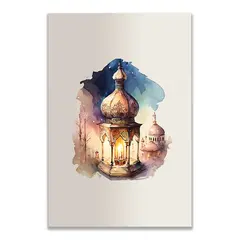 Öllampe Watercolor Warm Poster, Größe: 60x90 cm, Rahmen: Silber, image 