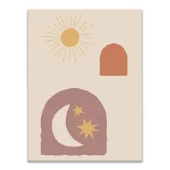 Sonnenschein mit Mond simplicity einfache Malerei Poster, Größe: 60x90 cm, Rahmen: Silber, image 