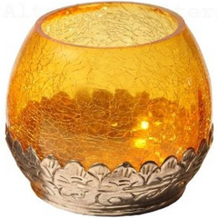 Teelicht Lampe aus Glas - orientalischer Boden, rot, Farbe: Gelb, image 