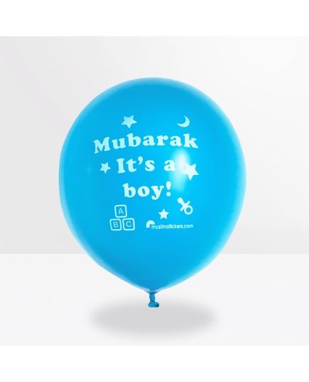 Mubarak it's a boy (Glückwunsch, es ist ein Junge) Luftballon - Latex, blau, Farbe: Babyblau, image 