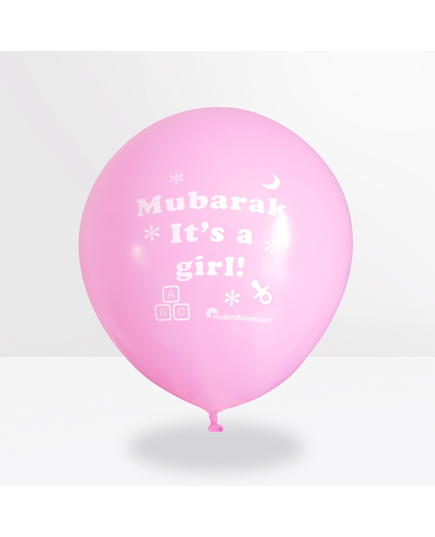 Mubarak it's a girl (Glückwunsch, es ist ein Mädchen) Luftballon - Latex, rosa, Farbe: Rosa, image 