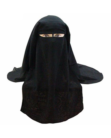 Saudi Niqab, Nikab- 3-lagig - schwarz,  aus Saudi-Chiffon, image 