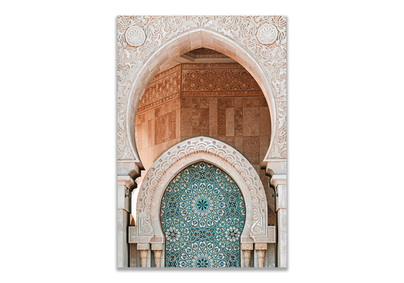 Moschee Tor Ornamente türkis Poster, Größe: 60x90 cm, Rahmen: Silber, image 