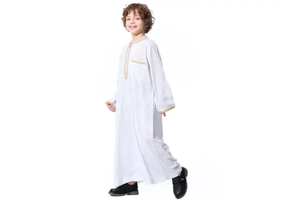 Islamische Kinder-Robe (Thobe) – Bequem & modisch für Jungen | Halal-Mode, Farbe: Weiß, Größe: 110, image 