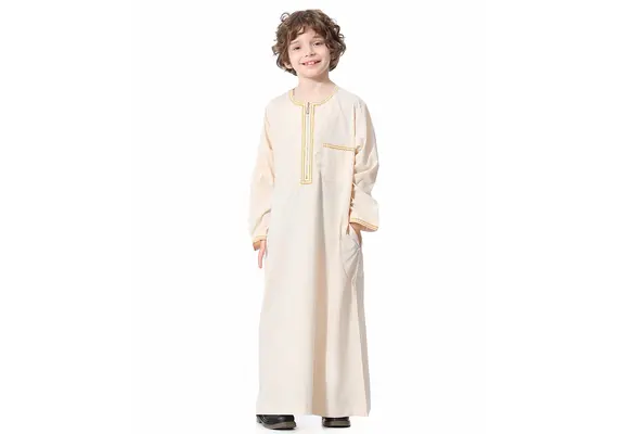 Islamische Kinder-Robe (Thobe) – Bequem & modisch für Jungen | Halal-Mode, Farbe: Beige, Größe: 110, image 