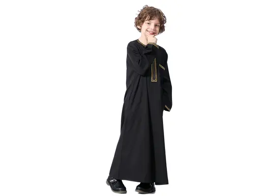 Islamische Kinder-Robe (Thobe) – Bequem & modisch für Jungen | Halal-Mode, Farbe: Schwarz, Größe: 110, image 