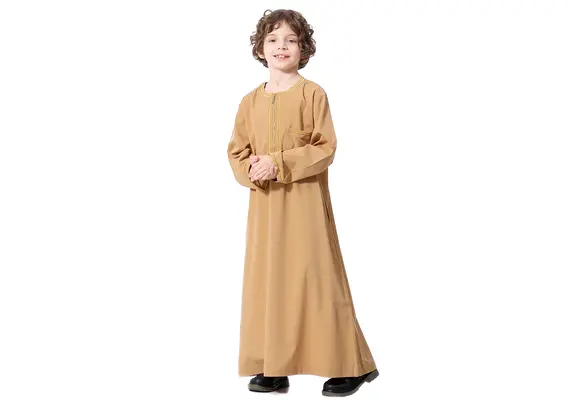 Islamische Kinder-Robe (Thobe) – Bequem & modisch für Jungen | Halal-Mode, Farbe: Kamel, Größe: 110, image 