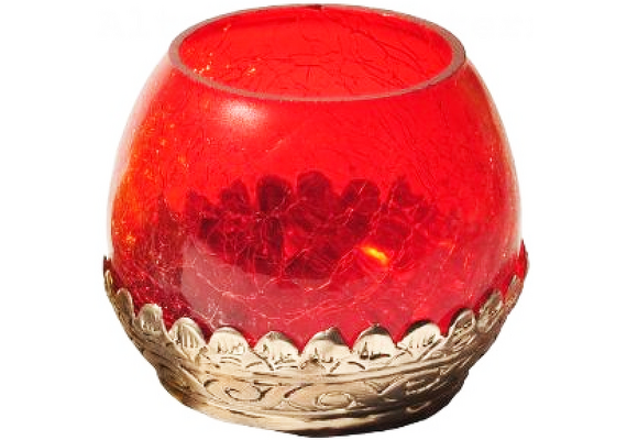 Teelicht Lampe aus Glas - orientalischer Boden, rot, Farbe: Rot, image 