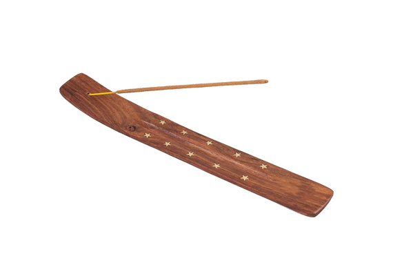 Indicher Räucherstäbchenhalter aus Holz mit Stern Motiv - Zum Räuchern von Räucherstäbchen, image 