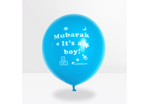 Mubarak it's a boy (Glückwunsch, es ist ein Junge) Luftballon - Latex, blau, Farbe: Babyblau, image 