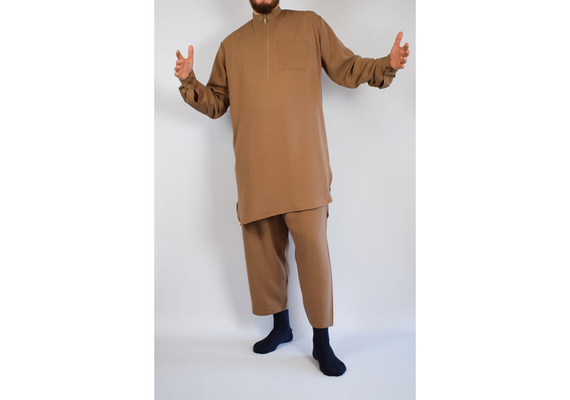 Salwar Khameez, Khamiz, Qamis, islamisches Hemd, Set Hose und Hemd  - Einheitsgrößen in L, XL, verschiedene Farben, Farbe: Sand, image 