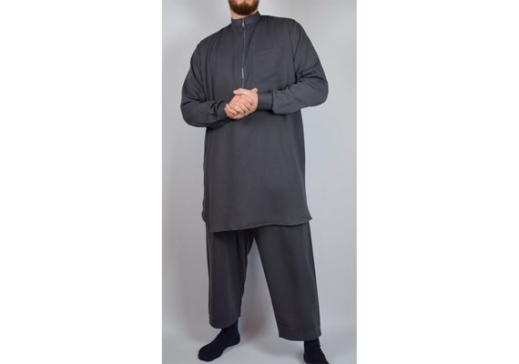 Salwar Khameez, Khamiz, Qamis, islamisches Hemd, Set Hose und Hemd  - Einheitsgrößen in L, XL, verschiedene Farben, Farbe: Grau, image 