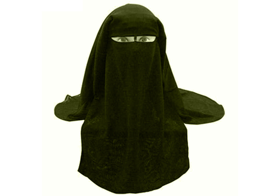 Saudi Niqab, Nikab- 3-lagig - olivegrün,  aus Saudi-Chiffon, image 