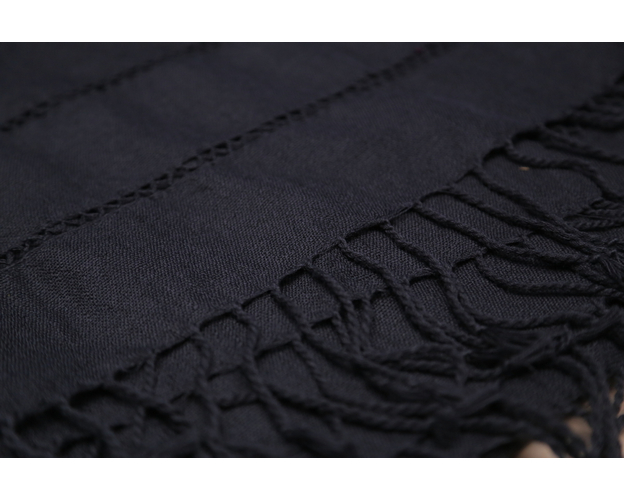 Hijab, Kopftuch, Schal in 210cm x 80cm aus 100% Handarbeit in verschiedenen Farben, Farbe: Schwarz, image 