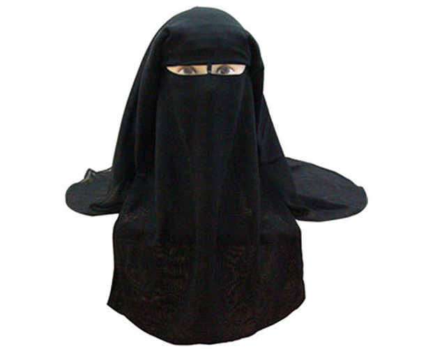 Saudi Niqab, Nikab- 3-lagig - schwarz,  aus Saudi-Chiffon, image 